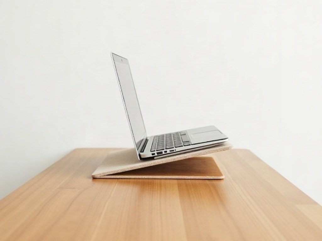 Poduszka klinowa jako podstawka pod laptopa na biurku